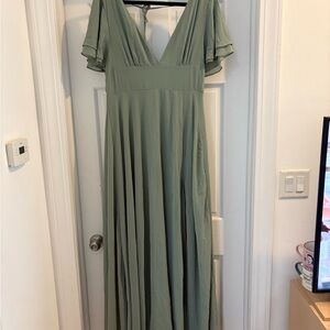 Lulu's Sage Green Maxi Dress